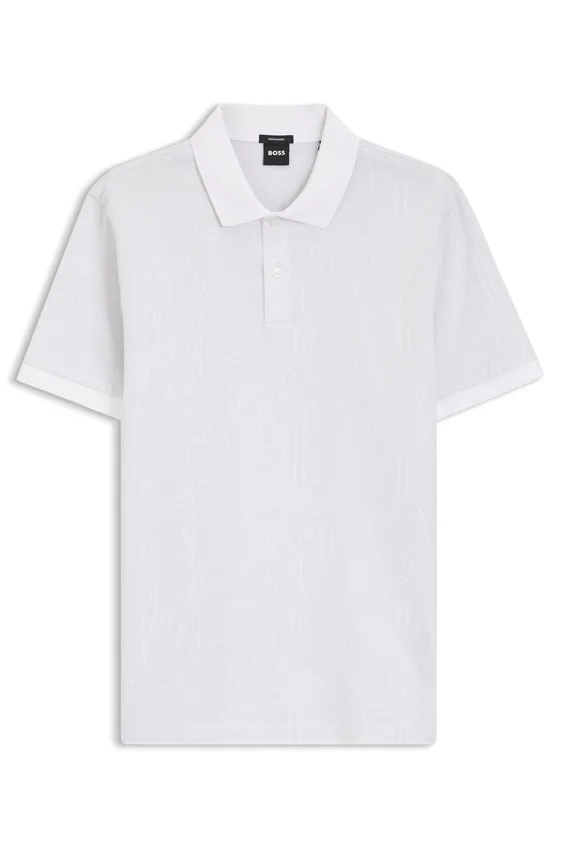 Jacquard-pattern polo shirt in cotton Jacquard-pattern polo shirt in cotton