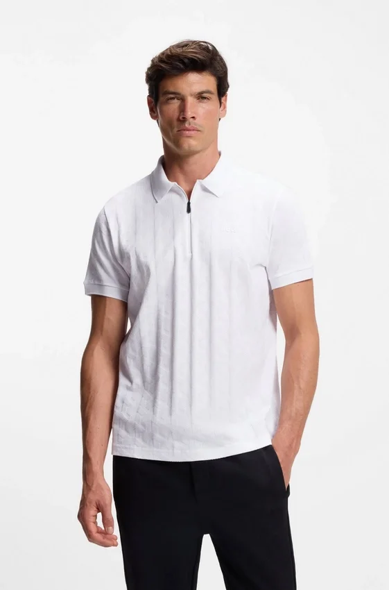 Jacquard-pattern polo shirt in mercerised cotton Jacquard-pattern polo shirt in mercerised cotton