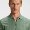 Jacquard-pattern polo shirt in mercerised cotton Jacquard-pattern polo shirt in mercerised cotton
