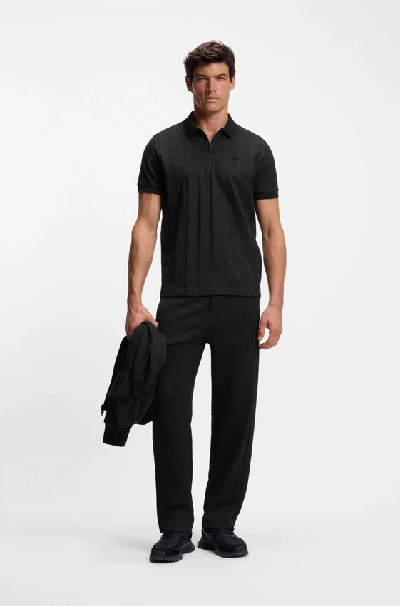 Jacquard-pattern polo shirt in mercerised cotton Jacquard-pattern polo shirt in mercerised cotton
