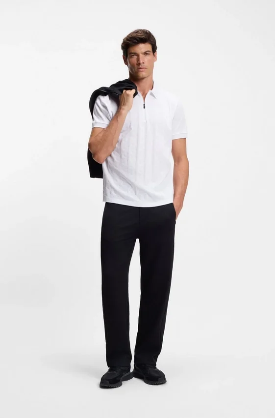 Jacquard-pattern polo shirt in mercerised cotton Jacquard-pattern polo shirt in mercerised cotton