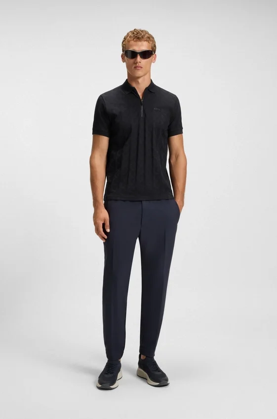 Jacquard-pattern polo shirt in mercerised cotton Jacquard-pattern polo shirt in mercerised cotton