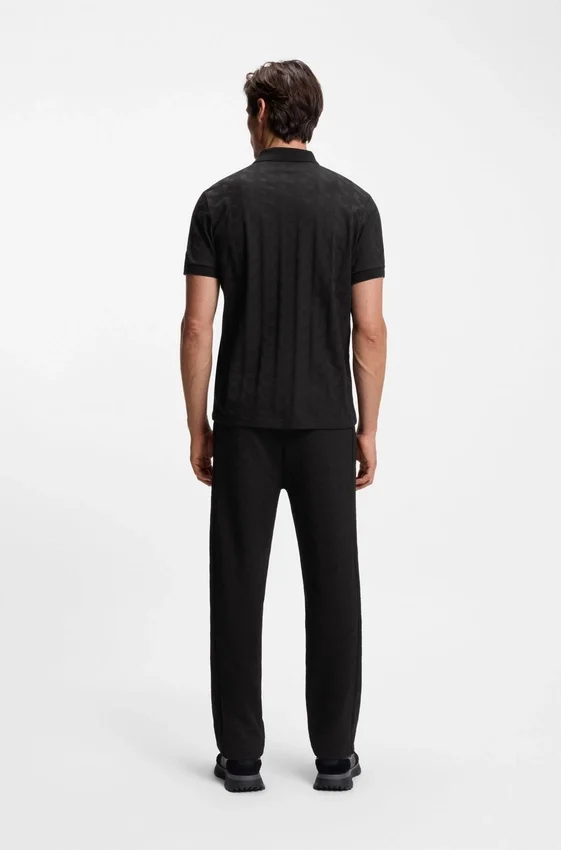 Jacquard-pattern polo shirt in mercerised cotton Jacquard-pattern polo shirt in mercerised cotton