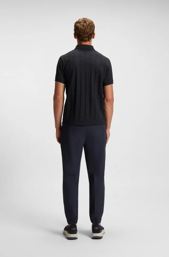 Jacquard-pattern polo shirt in mercerised cotton Jacquard-pattern polo shirt in mercerised cotton
