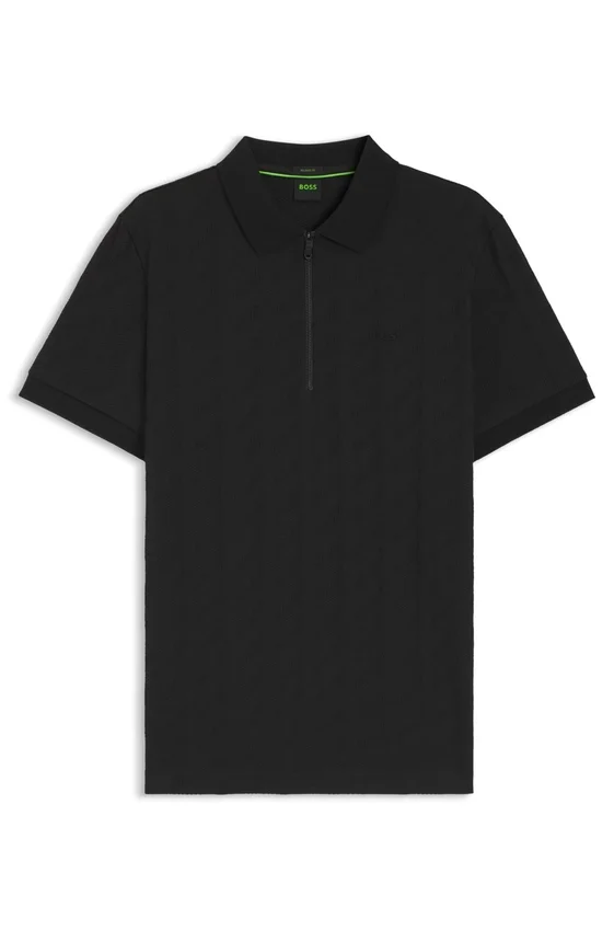 Jacquard-pattern polo shirt in mercerised cotton Jacquard-pattern polo shirt in mercerised cotton