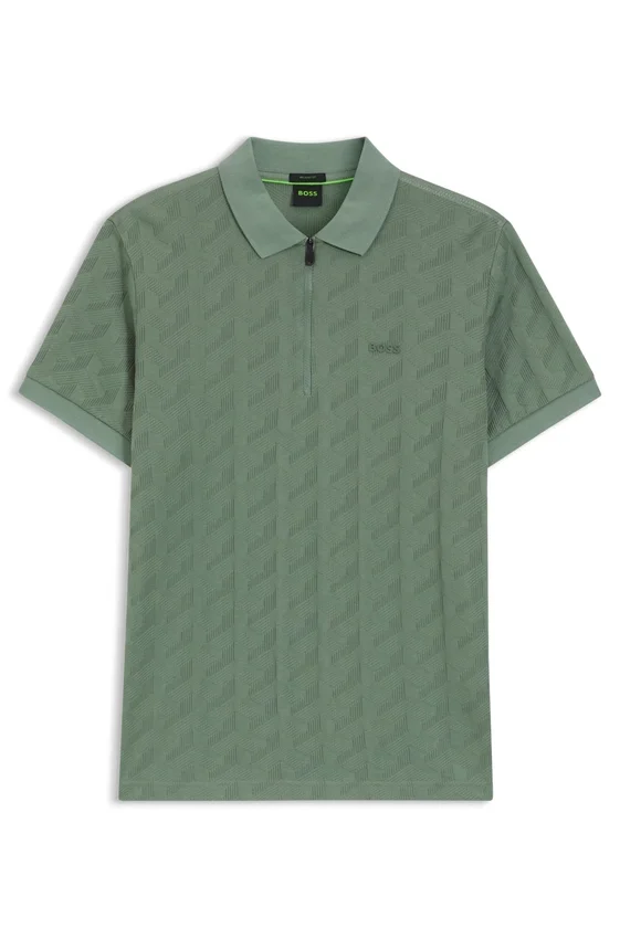 Jacquard-pattern polo shirt in mercerised cotton Jacquard-pattern polo shirt in mercerised cotton
