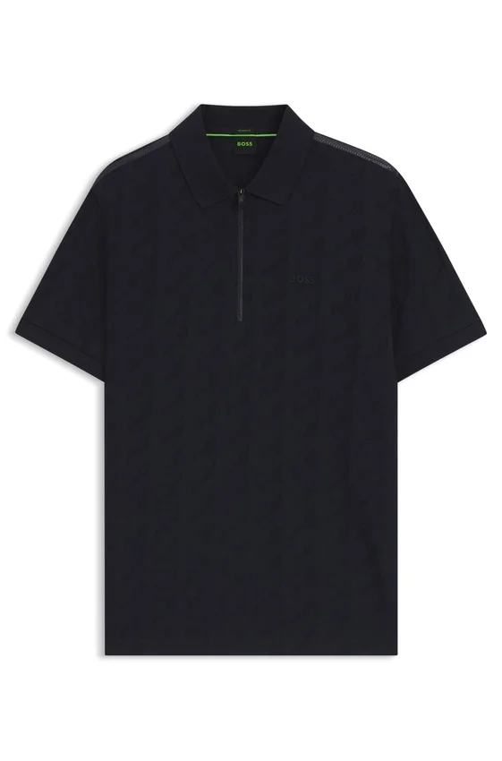 Jacquard-pattern polo shirt in mercerised cotton Jacquard-pattern polo shirt in mercerised cotton