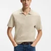 Jacquard-pattern polo shirt with Johnny collar