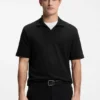 Jacquard-pattern polo shirt with Johnny collar