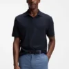 Jacquard-pattern polo shirt with Johnny collar