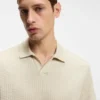 Jacquard-pattern polo shirt with Johnny collar