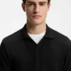 Jacquard-pattern polo shirt with Johnny collar