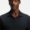 Jacquard-pattern polo shirt with Johnny collar