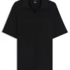 Jacquard-pattern polo shirt with Johnny collar
