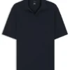 Jacquard-pattern polo shirt with Johnny collar