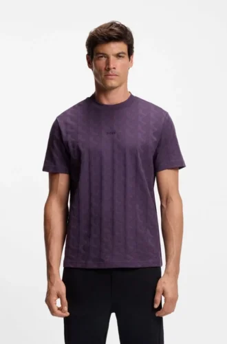 Jacquard-pattern T-shirt in cotton
