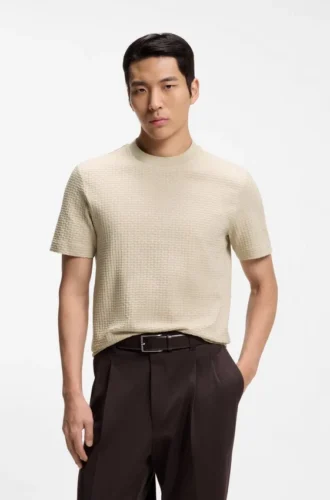 Jacquard-pattern T-shirt in cotton