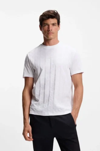 Jacquard-pattern T-shirt in cotton