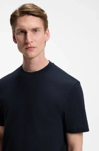 Jacquard-pattern T-shirt in cotton
