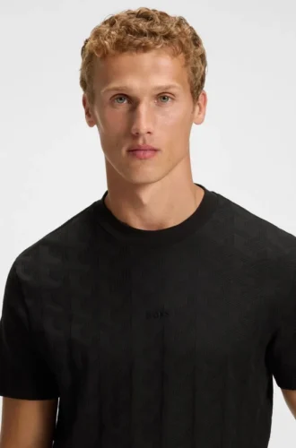 Jacquard-pattern T-shirt in cotton