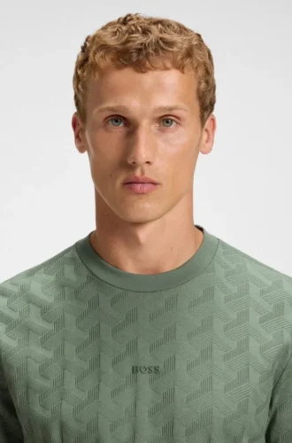 Jacquard-pattern T-shirt in cotton
