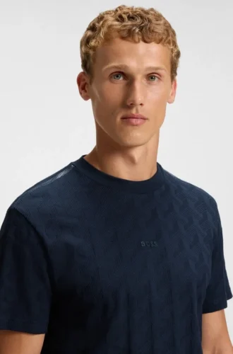 Jacquard-pattern T-shirt in cotton