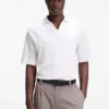 Jacquard-stripe polo shirt with Johnny collar