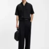 Jacquard-stripe polo shirt with Johnny collar