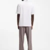 Jacquard-stripe polo shirt with Johnny collar