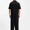 Jacquard-stripe polo shirt with Johnny collar