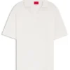 Jacquard-stripe polo shirt with Johnny collar