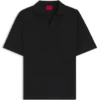Jacquard-stripe polo shirt with Johnny collar