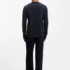 Jacquard-structure T-shirt in mercerised cotton