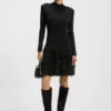 Jersey dress with feathered plissé pleats Jersey dress with feathered plissé pleats