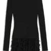 Jersey dress with feathered plissé pleats Jersey dress with feathered plissé pleats