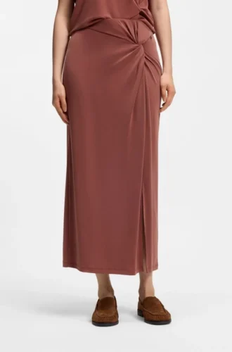 Jersey maxi skirt with twist detail