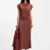 Jersey maxi skirt with twist detail