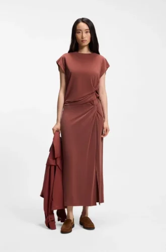 Jersey maxi skirt with twist detail