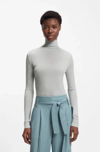 Jersey top with high neckline