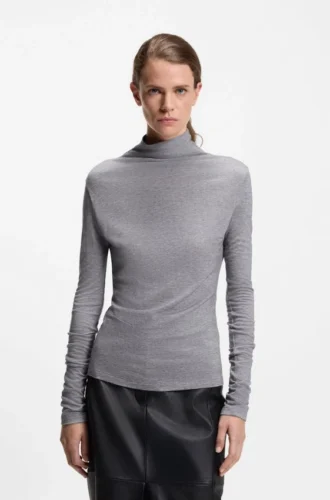 Jersey top with high neckline