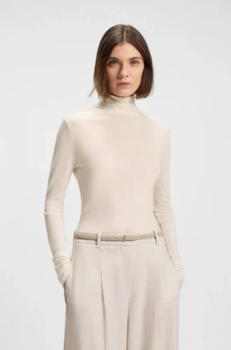 Jersey top with high neckline