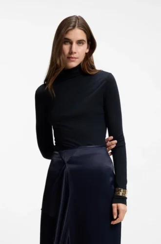 Jersey top with high neckline