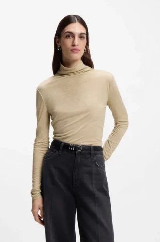 Jersey top with high neckline