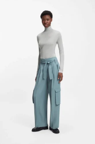 Jersey top with high neckline