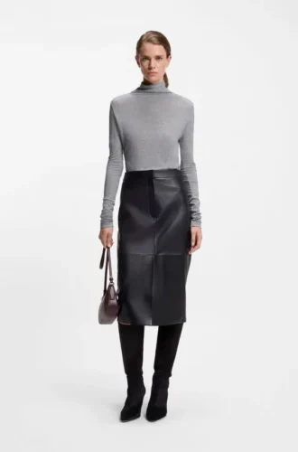 Jersey top with high neckline