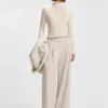 Jersey top with high neckline
