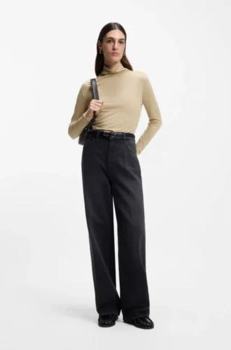 Jersey top with high neckline