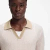 Johhny-collar sweater in cotton and linen