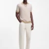 Johhny-collar sweater in cotton and linen