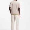 Johhny-collar sweater in cotton and linen